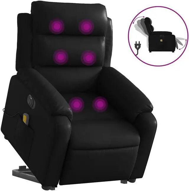 Alt view image 2 of 7 - vidaXL Electric Stand up Massage Recliner Chair Armchair Black Faux Leather