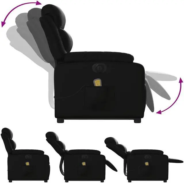 Alt view image 5 of 7 - vidaXL Electric Stand up Massage Recliner Chair Armchair Black Faux Leather