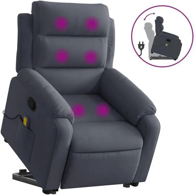 Alt view image 2 of 7 - vidaXL Stand up Massage Recliner Chair Power Lift Armchair Dark Gray Velvet