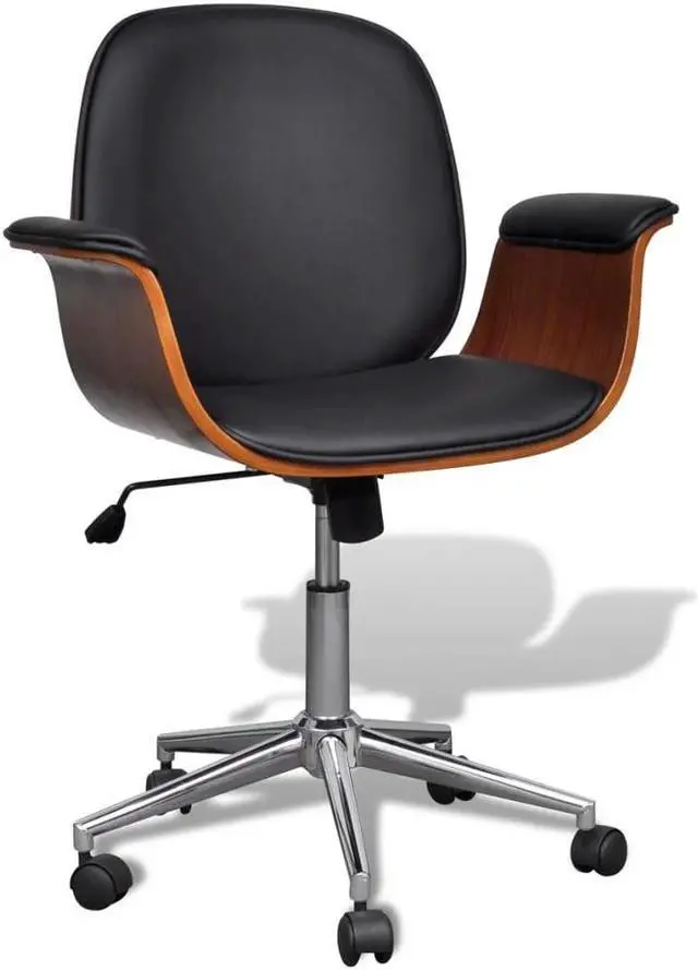Main image of vidaXL Swivel Arm Chair Ergonomic Office Chair Bent Wood and Faux Leather