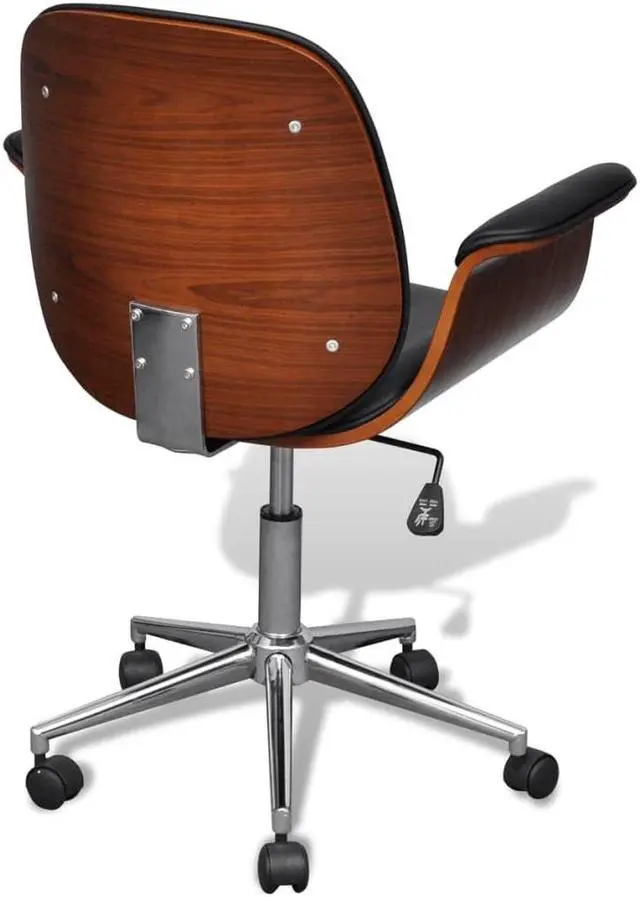 Alt view image 4 of 6 - vidaXL Swivel Arm Chair Ergonomic Office Chair Bent Wood and Faux Leather