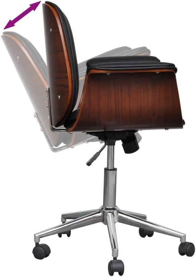 Alt view image 2 of 6 - vidaXL Swivel Arm Chair Ergonomic Office Chair Bent Wood and Faux Leather