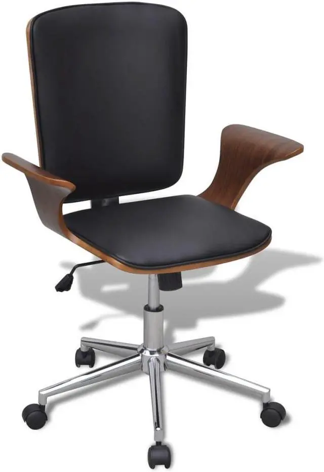 Main image of vidaXL Swivel Office Chair Seat Bentwood with Artificial Leather Upholstery