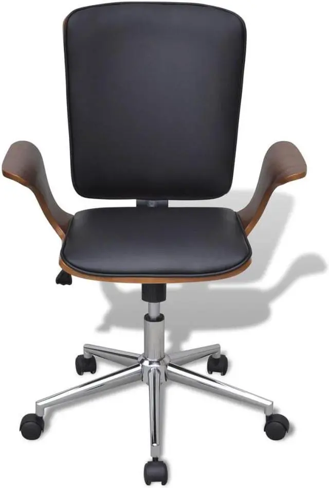 Alt view image 2 of 3 - vidaXL Swivel Office Chair Seat Bentwood with Artificial Leather Upholstery