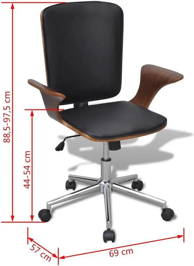 Alt view image 3 of 3 - vidaXL Swivel Office Chair Seat Bentwood with Artificial Leather Upholstery