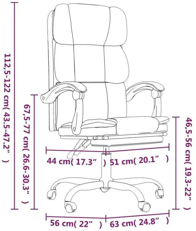 Alt view image 15 of 18 - vidaXL Reclining Office Chair Gray Faux Leather