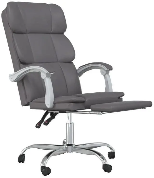 Alt view image 17 of 18 - vidaXL Reclining Office Chair Gray Faux Leather