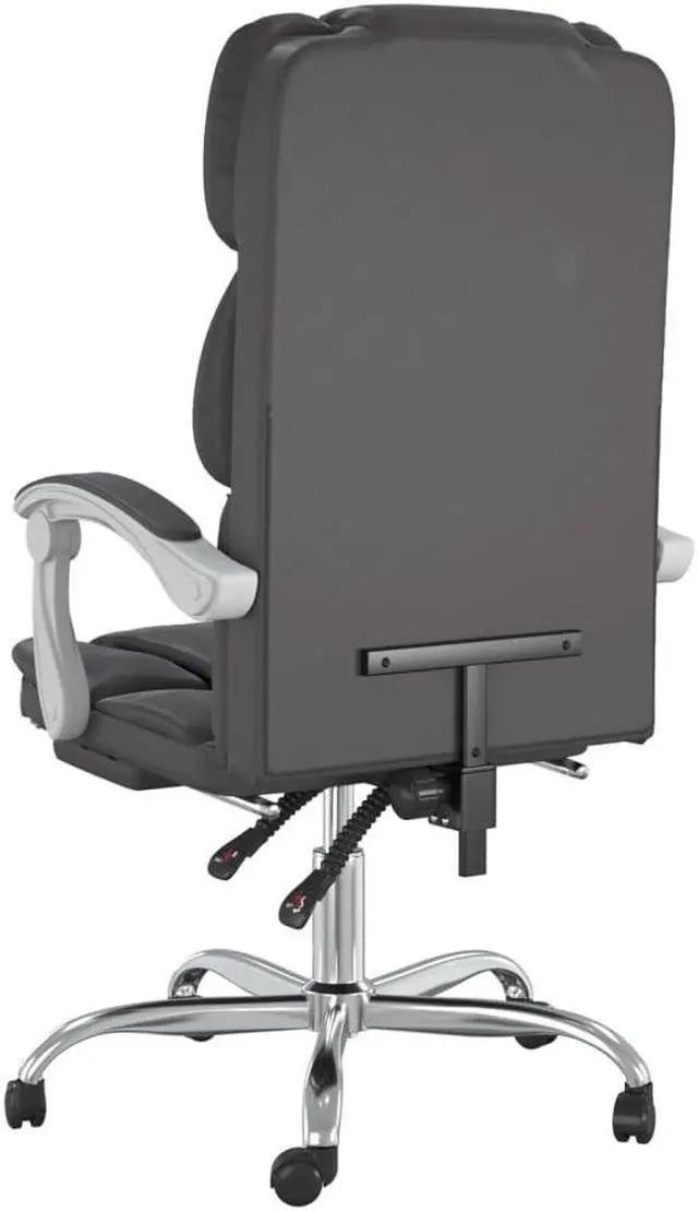 Alt view image 16 of 18 - vidaXL Reclining Office Chair Gray Faux Leather
