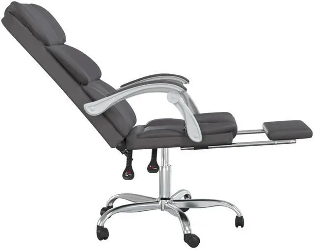 Alt view image 18 of 18 - vidaXL Reclining Office Chair Gray Faux Leather