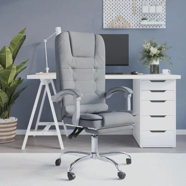 Alt view image 10 of 16 - vidaXL Massage Reclining Office Chair Light Gray Fabric
