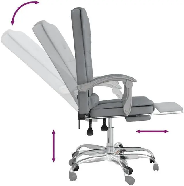 Alt view image 12 of 16 - vidaXL Massage Reclining Office Chair Light Gray Fabric