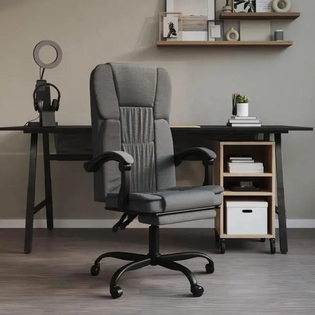 Alt view image 4 of 10 - vidaXL Reclining Office Chair Dark Gray Fabric