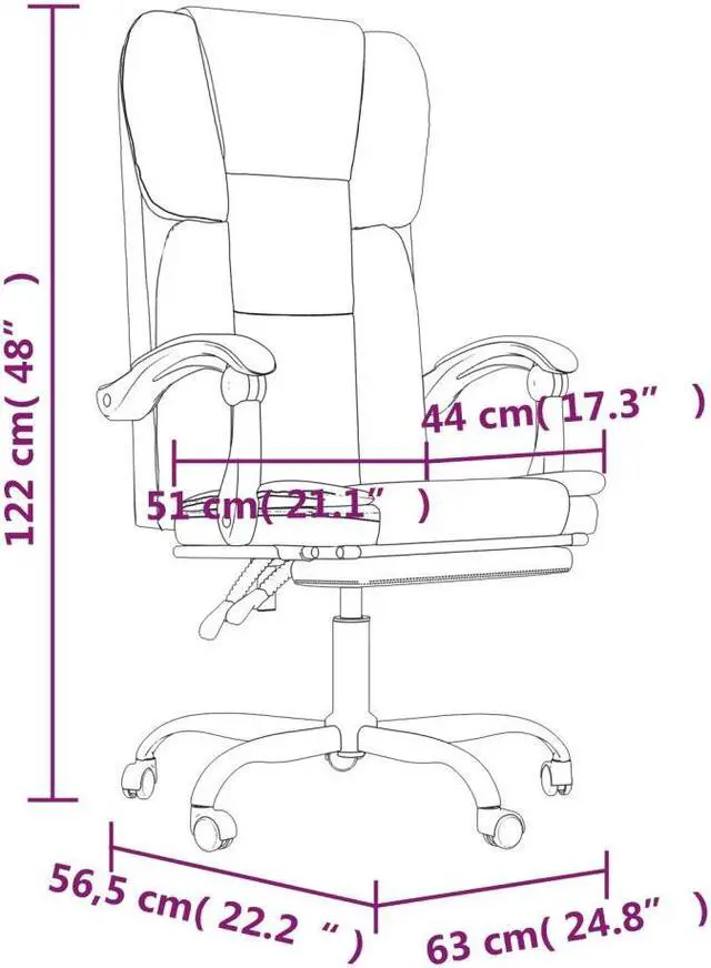 Alt view image 7 of 10 - vidaXL Reclining Office Chair Dark Gray Fabric