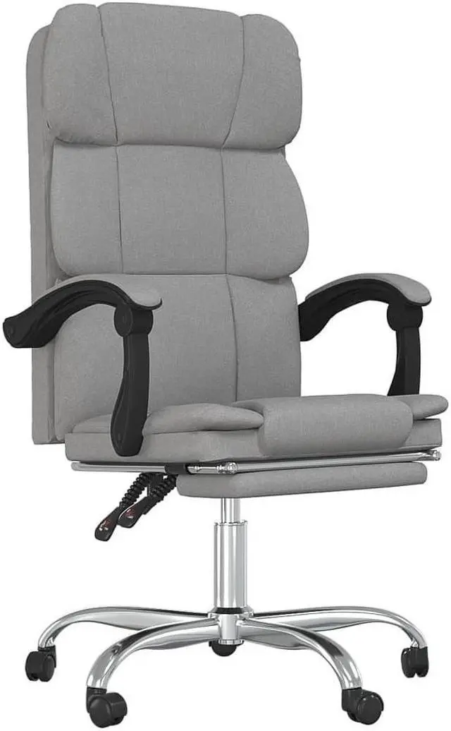 Alt view image 5 of 10 - vidaXL Reclining Office Chair Light Gray Fabric