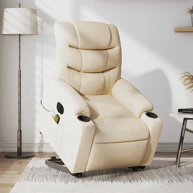 Main image of vidaXL Electric Stand up Massage Recliner Chair Power Lift Armchair Cream Fabric