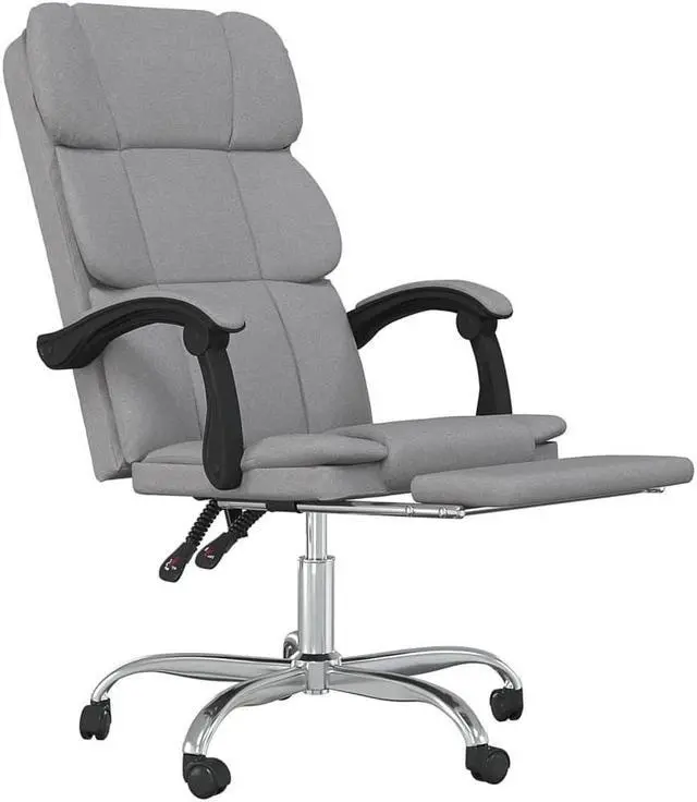Alt view image 9 of 10 - vidaXL Reclining Office Chair Light Gray Fabric