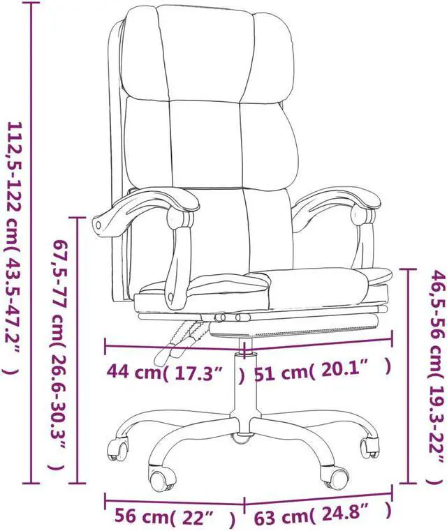 Alt view image 7 of 10 - vidaXL Reclining Office Chair Light Gray Fabric