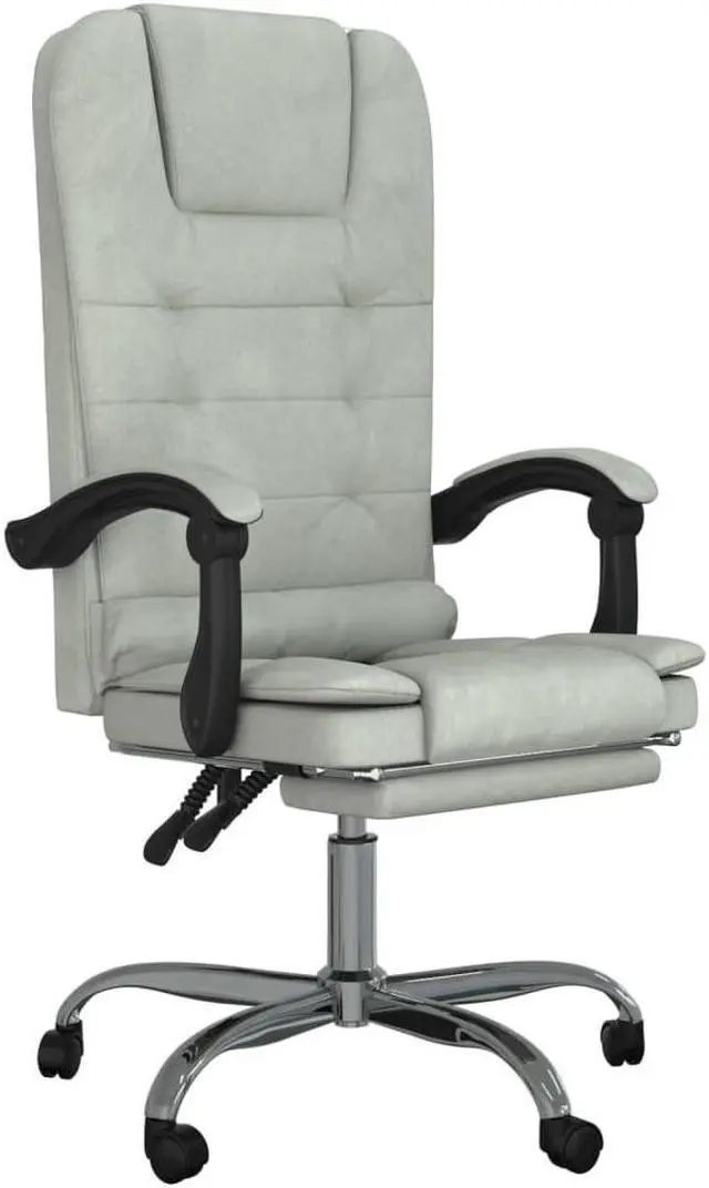Alt view image 5 of 10 - vidaXL Massage Reclining Office Chair Light Gray Velvet
