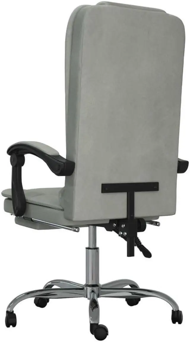 Alt view image 8 of 10 - vidaXL Massage Reclining Office Chair Light Gray Velvet