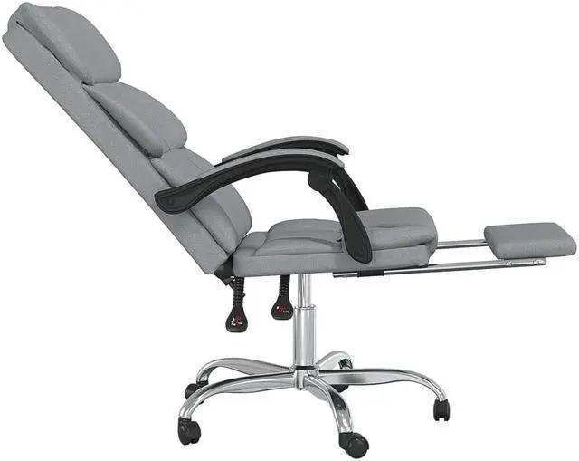 Alt view image 10 of 10 - vidaXL Reclining Office Chair Light Gray Fabric