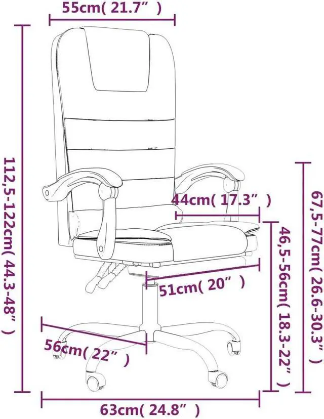 Alt view image 7 of 10 - vidaXL Massage Reclining Office Chair Light Gray Velvet