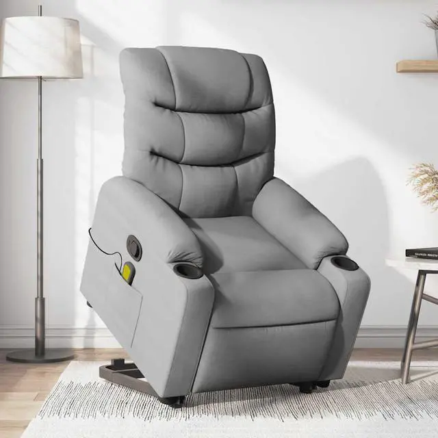Main image of vidaXL Stand up Massage Recliner Chair Power Lift for Elderly Light Gray Fabric