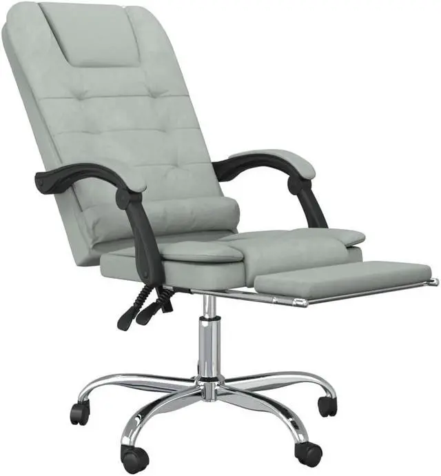 Alt view image 9 of 10 - vidaXL Massage Reclining Office Chair Light Gray Velvet