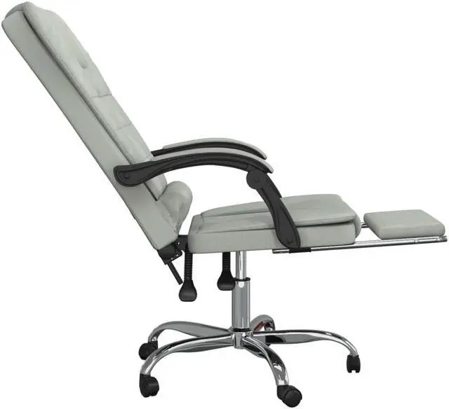 Alt view image 10 of 10 - vidaXL Massage Reclining Office Chair Light Gray Velvet