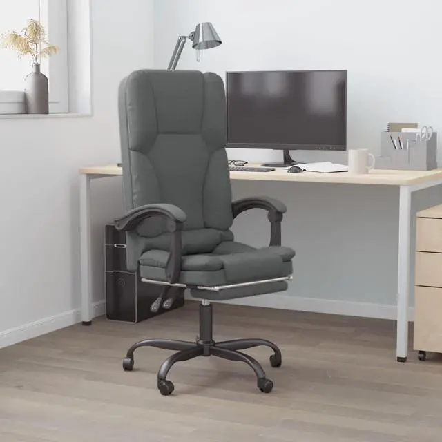 Alt view image 4 of 9 - vidaXL Massage Reclining Office Chair Dark Gray Fabric