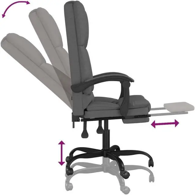 Alt view image 6 of 9 - vidaXL Massage Reclining Office Chair Dark Gray Fabric
