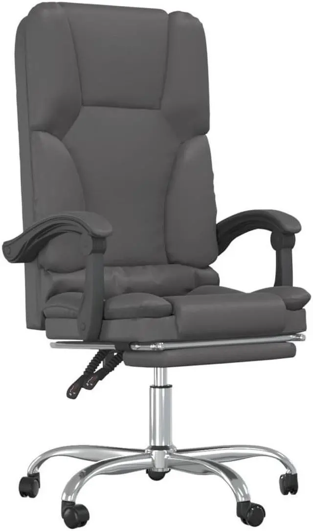 Alt view image 5 of 9 - vidaXL Massage Reclining Office Chair Gray Faux Leather