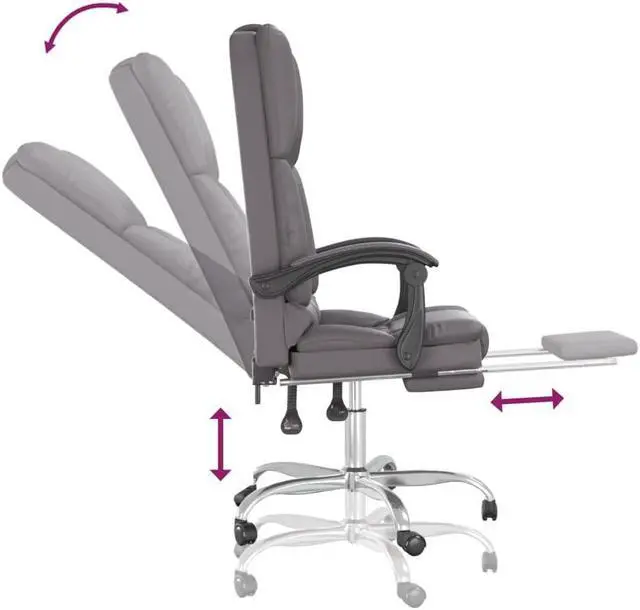 Alt view image 6 of 9 - vidaXL Massage Reclining Office Chair Gray Faux Leather