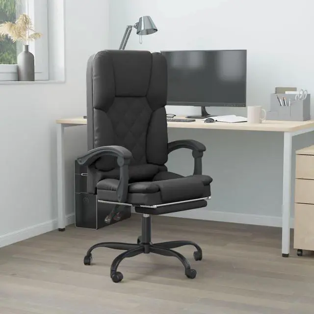 Alt view image 4 of 10 - vidaXL Massage Reclining Office Chair Black Faux Leather