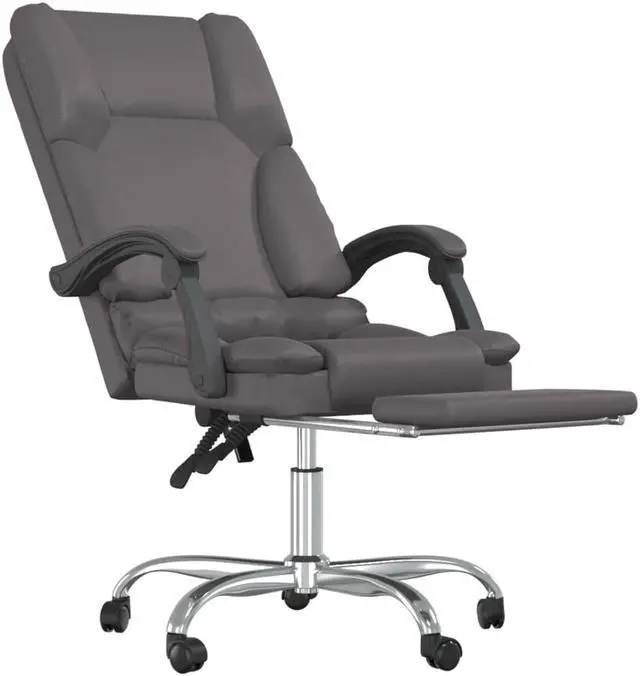Alt view image 9 of 9 - vidaXL Massage Reclining Office Chair Gray Faux Leather
