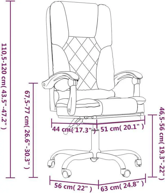 Alt view image 7 of 10 - vidaXL Massage Reclining Office Chair Black Faux Leather