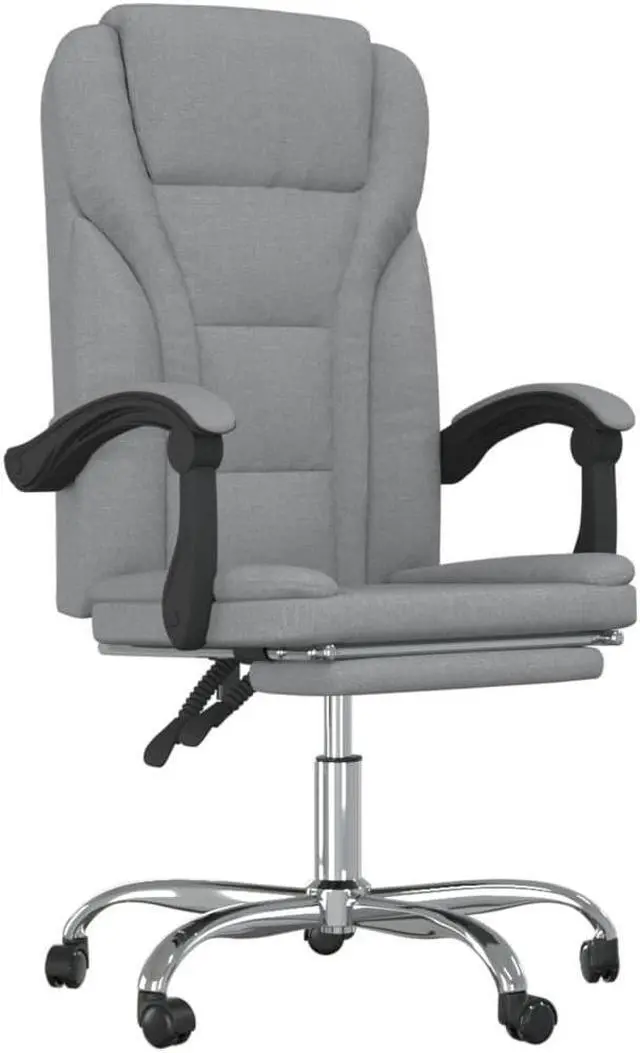 Alt view image 5 of 10 - vidaXL Reclining Office Chair Light Gray Fabric
