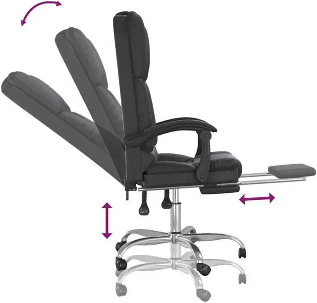 Alt view image 10 of 10 - vidaXL Massage Reclining Office Chair Black Faux Leather