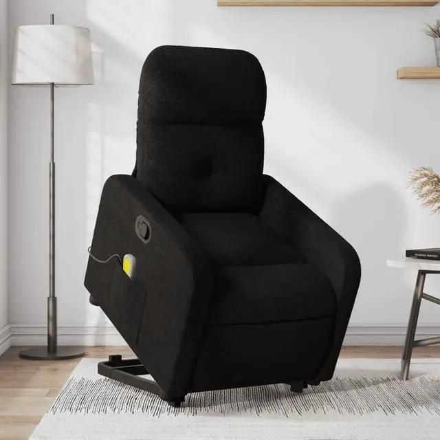 Main image of vidaXL Stand up Massage Recliner Chair Power Lift Push Armchair Black Fabric