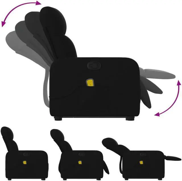 Alt view image 4 of 5 - vidaXL Stand up Massage Recliner Chair Power Lift Push Armchair Black Fabric