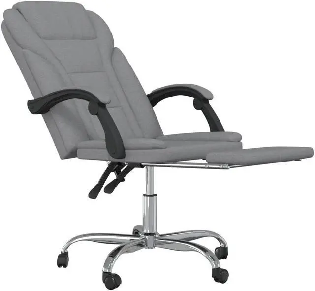 Alt view image 9 of 10 - vidaXL Reclining Office Chair Light Gray Fabric