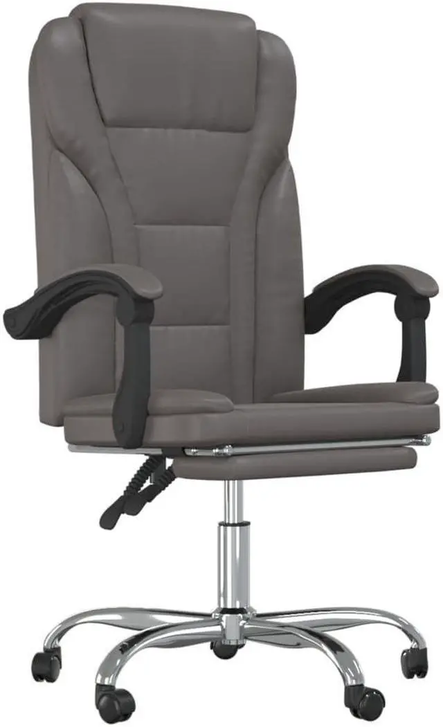 Alt view image 5 of 10 - vidaXL Reclining Office Chair Gray Faux Leather