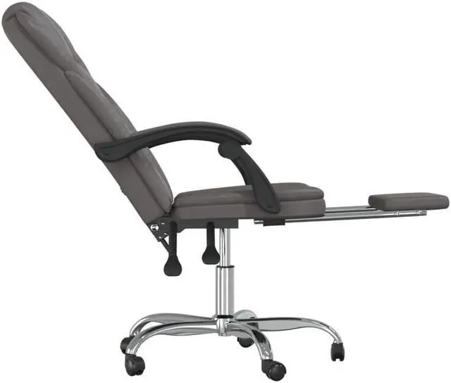 Alt view image 10 of 10 - vidaXL Reclining Office Chair Gray Faux Leather