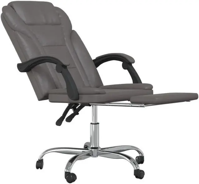 Alt view image 9 of 10 - vidaXL Reclining Office Chair Gray Faux Leather
