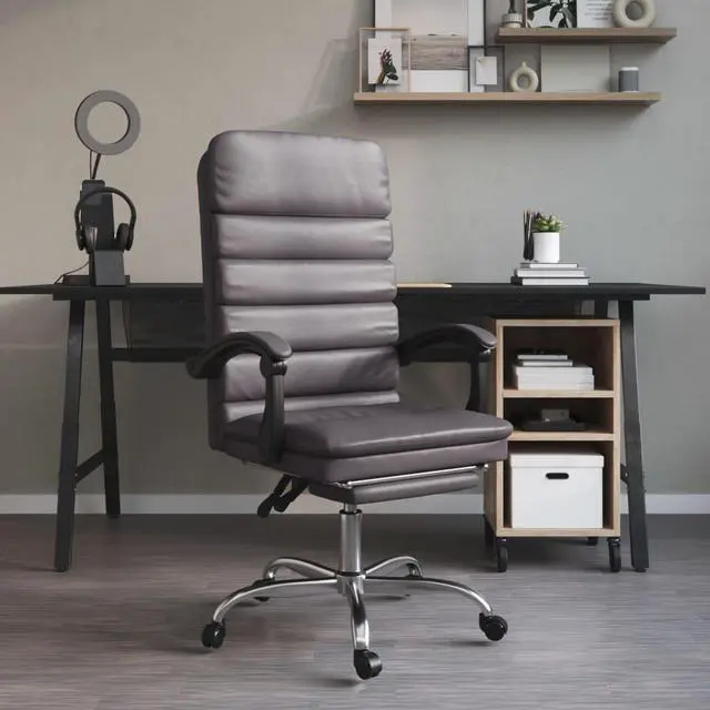 Alt view image 3 of 9 - vidaXL Massage Reclining Office Chair Gray Faux Leather