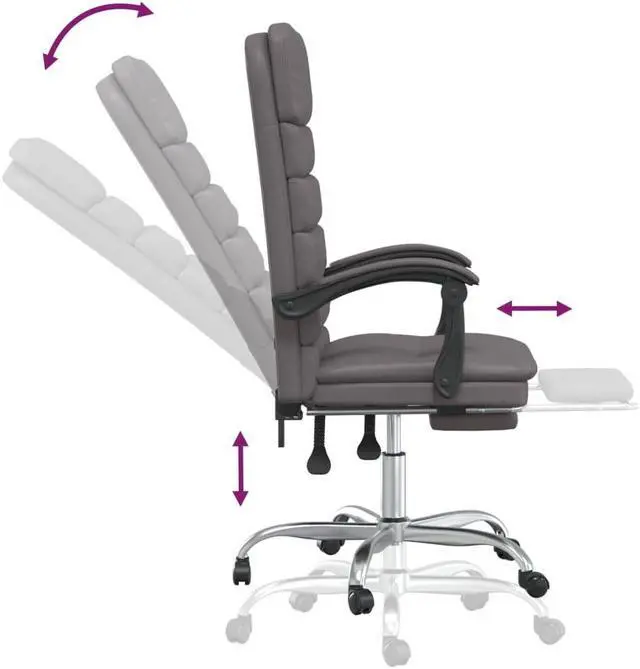 Alt view image 5 of 9 - vidaXL Massage Reclining Office Chair Gray Faux Leather