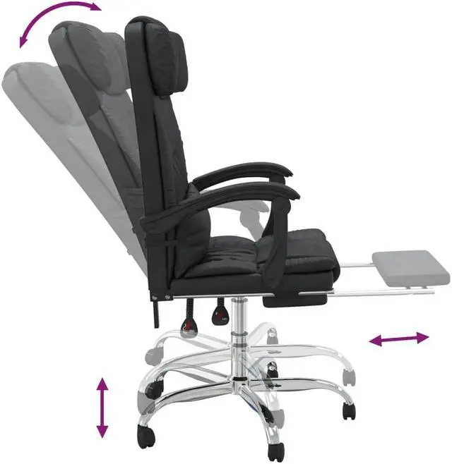 Alt view image 6 of 10 - vidaXL Massage Reclining Office Chair Black Faux Leather