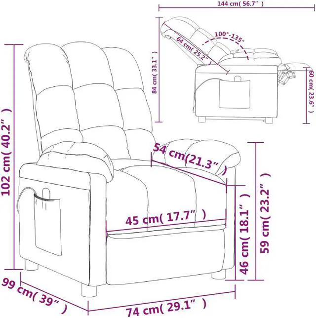 Alt view image 4 of 7 - vidaXL Massage Chair Adjustable Wingback Push Armchair Furniture Taupe Fabric