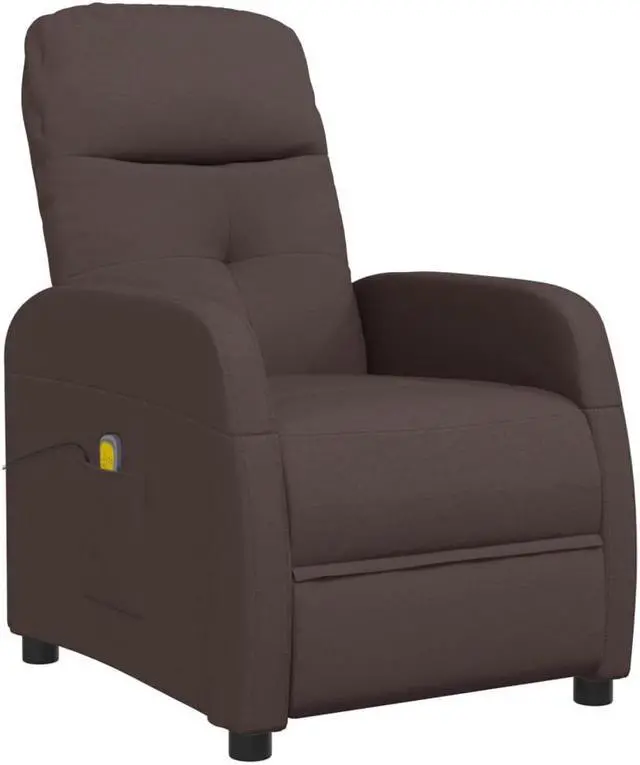 Alt view image 2 of 7 - vidaXL Massage Chair Adjustable Reclining Seating Furniture Dark Brown Fabric