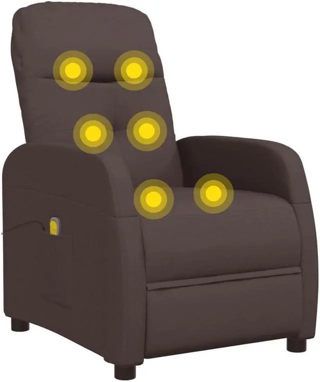 Alt view image 6 of 7 - vidaXL Massage Chair Adjustable Reclining Seating Furniture Dark Brown Fabric