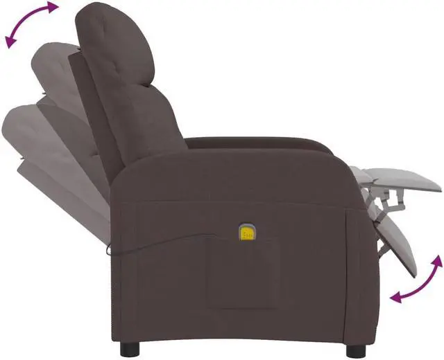 Alt view image 7 of 7 - vidaXL Massage Chair Adjustable Reclining Seating Furniture Dark Brown Fabric